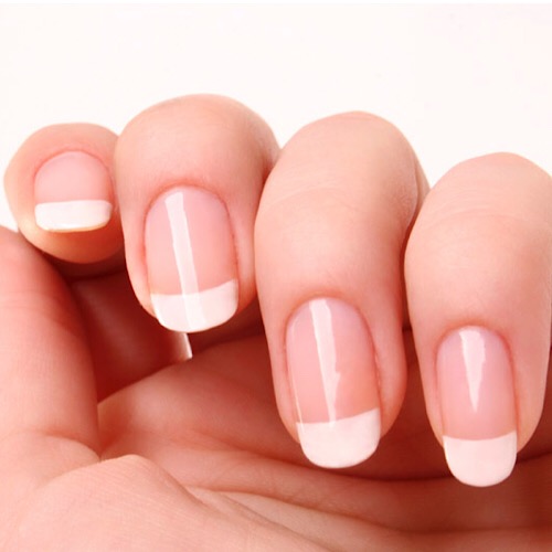solar pink and white nails